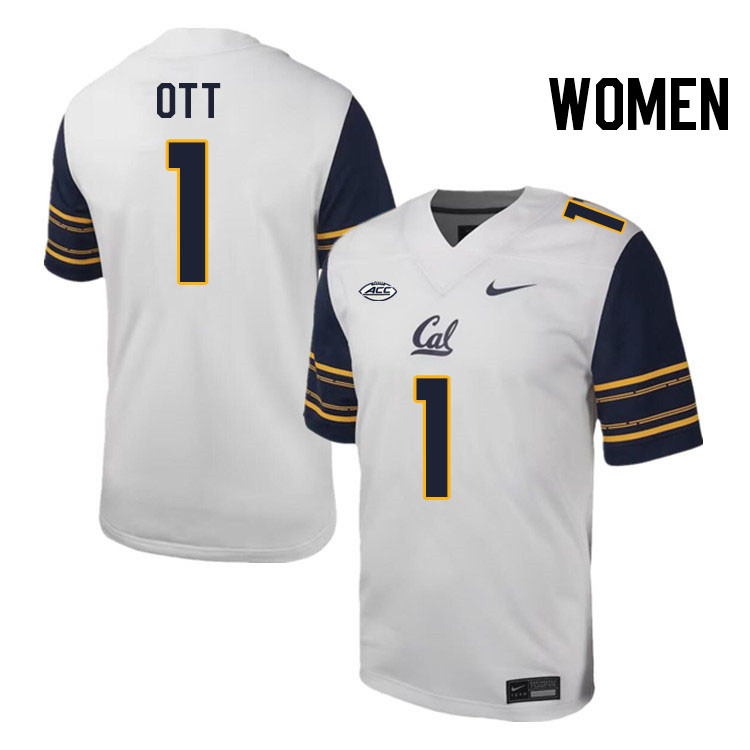 Women #1 Jaydn Ott California Golden Bears ACC Conference College Football Jerseys Stitched Sale-Whi